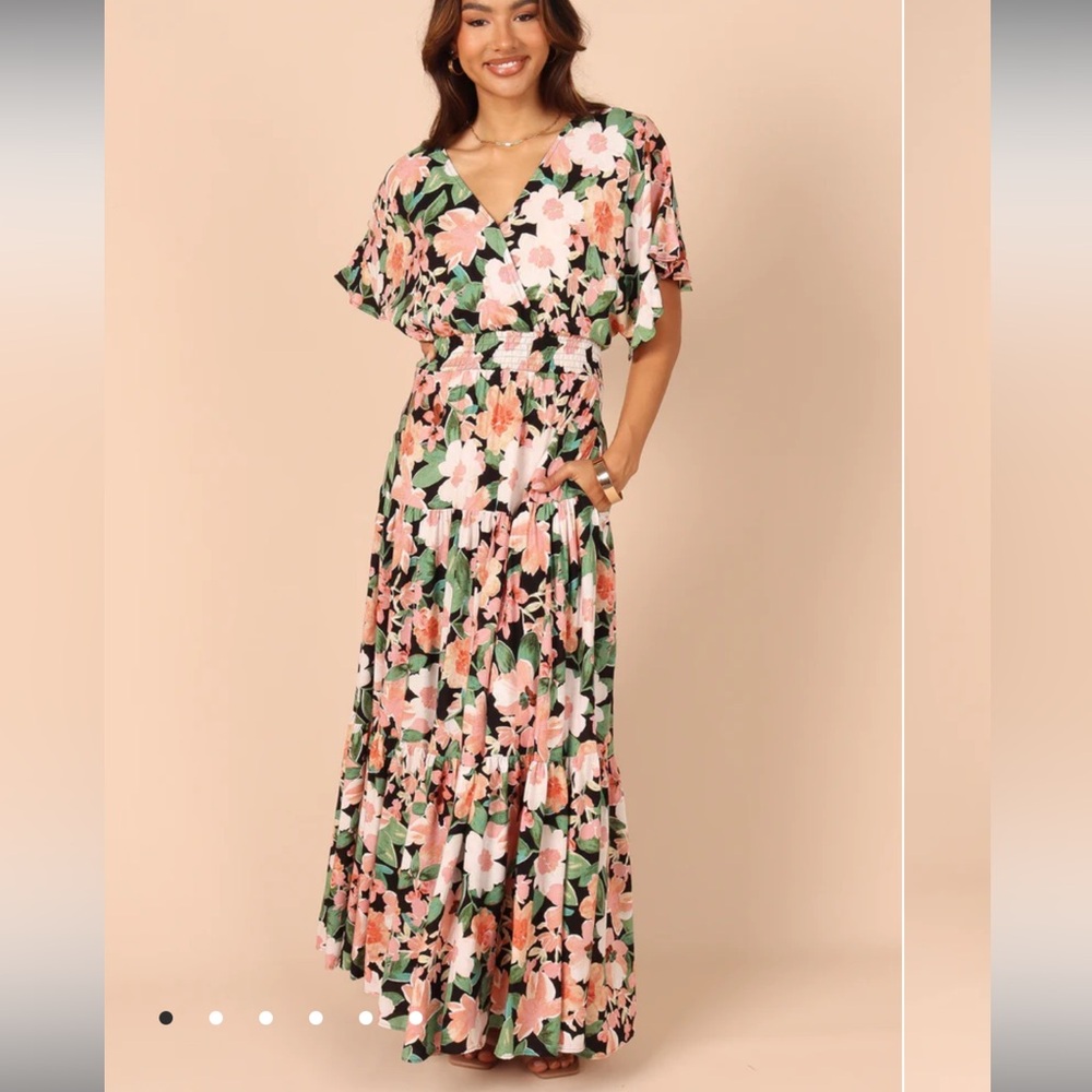 Petal & Pup Floral Maxi waist scrunched dress
